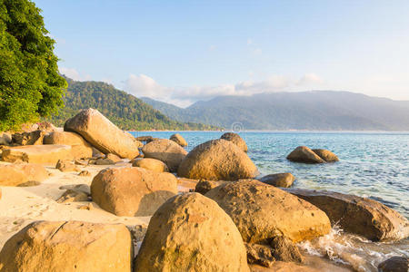 马来西亚提奥曼岛荒芜的海滩