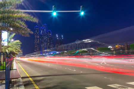 阿联酋阿布扎比夜间街道