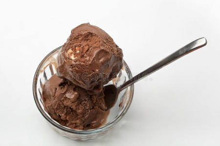 一勺巧克力冰淇淋