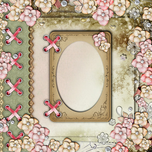 与框架 花卉和珍珠的旧装饰专辑封面。