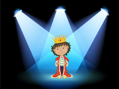 国王坐在舞台的中心