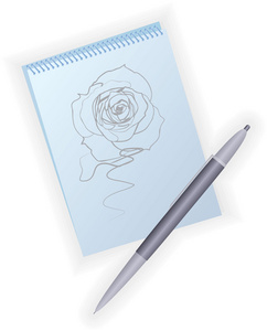 矢量钢笔，并注意与玫瑰