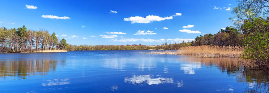 美丽的湖的全景