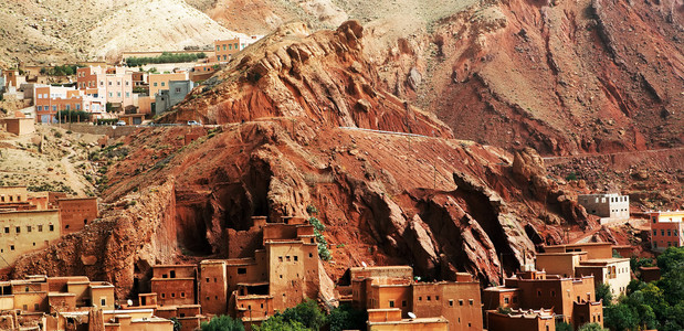 在阿特拉斯山脉，非洲的摩洛哥 kasbah