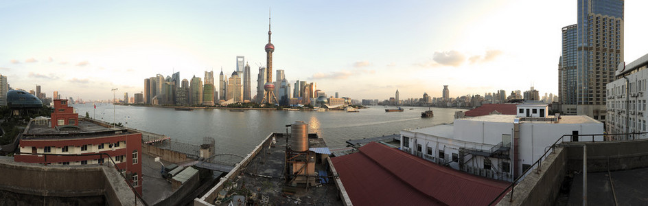 上海的现代建筑景观全景照片天际线