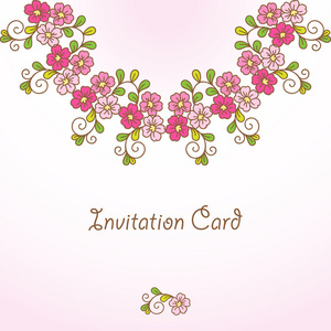 邀请卡与花卉背景