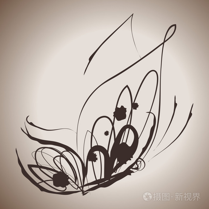 grunge 的优雅墨水溅蝴蝶的图插画-正版商用图片1cel4s-摄图新视界