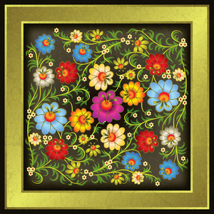 鲜花 grunge 背景上的抽象花卉装饰