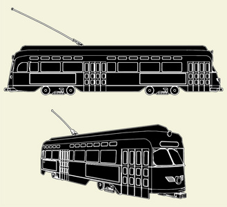 老电车无轨电车矢量 02