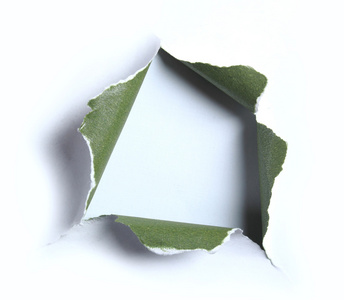 白色与绿色撕纸与方形