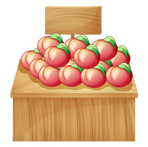 上面一张桌子及木制招牌的水果
