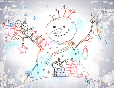 圣诞贺卡圣诞设计与雪人图片