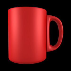 孤立在黑色背景上的红色陶瓷杯