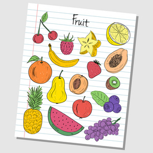 水果涂鸦格线纸