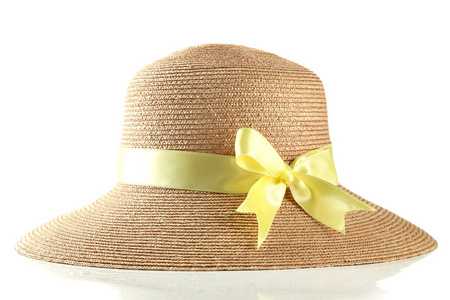 美丽的夏天的帽子，白色上孤立