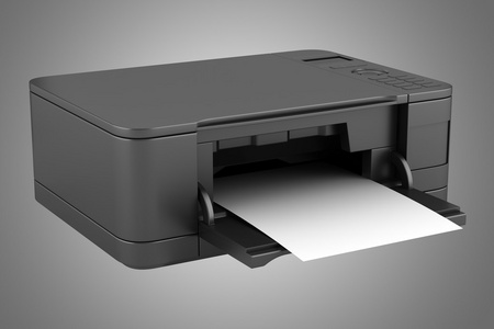 现代黑色办公多功能打印机上灰色黑色隔离