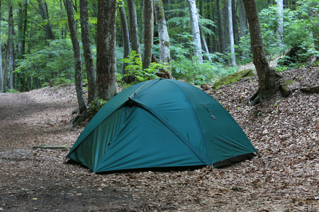 在森林旅游帐篷