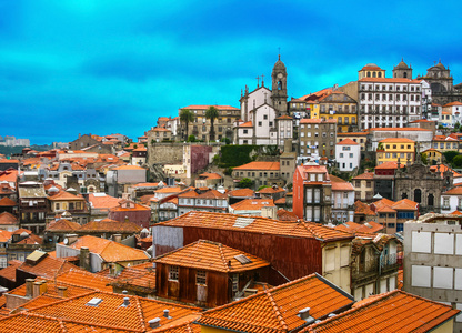在波尔图，葡萄牙著名老镇的景观