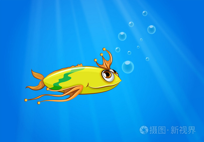 黄色鱼在海里游泳