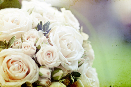 白色婚礼花束的老式照片