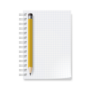 铅笔的笔记本计算机。设计在白色背景上的插图