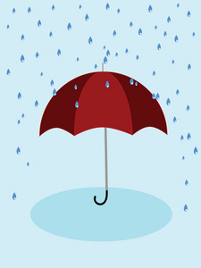 小红伞和雨图片