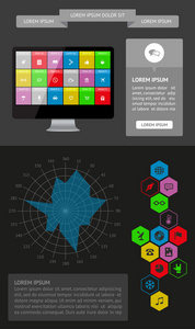 包括平面设计的用户界面 图表和 web 元素