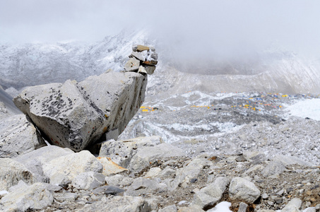 关于亚洲，尼泊尔喜马拉雅山脉珠穆朗玛峰基地营迷航，路径标志