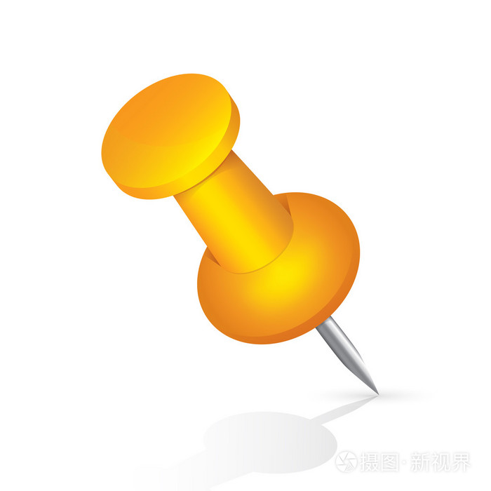 孤立在白色橙色图钉图标