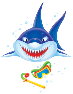 显示它的牙齿的攻击性鲨鱼