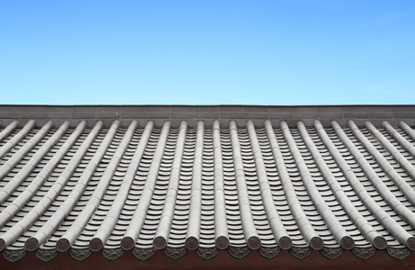 传统中国屋顶与天空