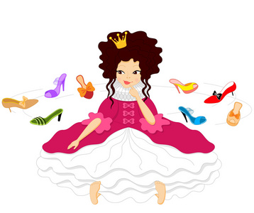 漂亮微笑公主选择鞋