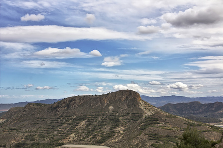 Landscape of the mountains of Sierra Espua in Cartagena Spain