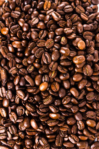 烤的咖啡豆背景或纹理的概念