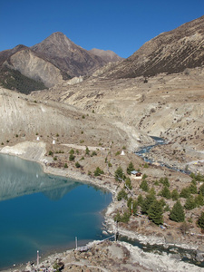 美丽的蓝色湖泊在南，尼泊尔