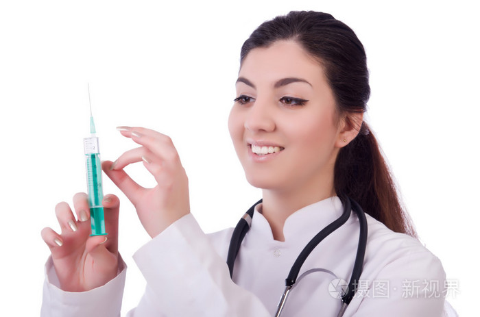 女医生用注射器