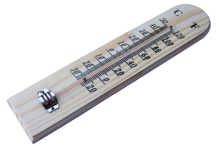 在白木摄氏华氏温度计