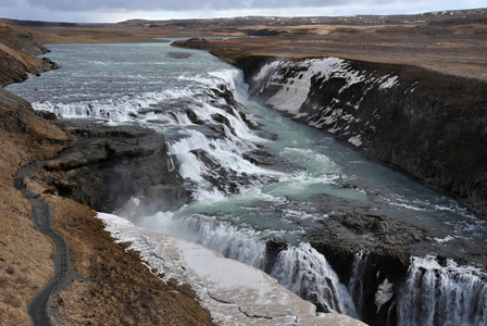 Gullfoss fall on the IcelandSigrdarstgur waterfall