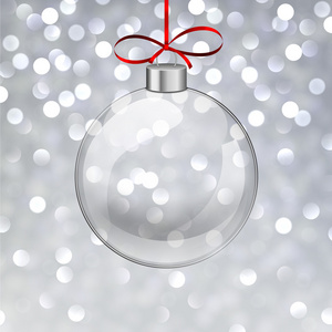 银色圣诞背景与玻璃球