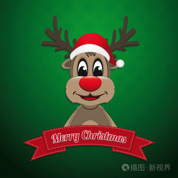 驯鹿丝带圣诞快乐