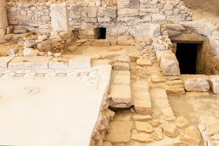 古老的小镇 kourion 关于塞浦路斯的废墟