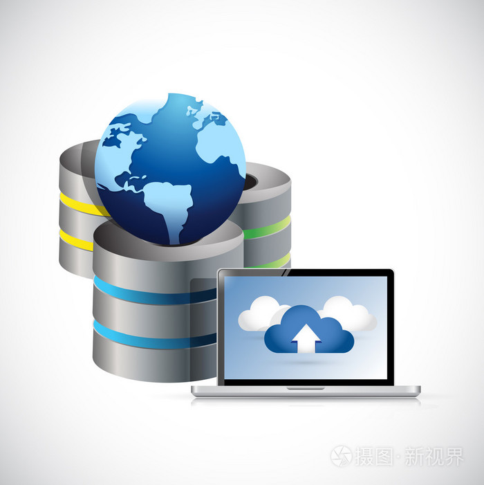 服务器网络笔记本电脑和地球图