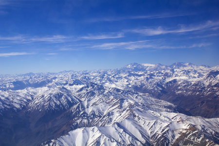 安第斯山脉。航空照片