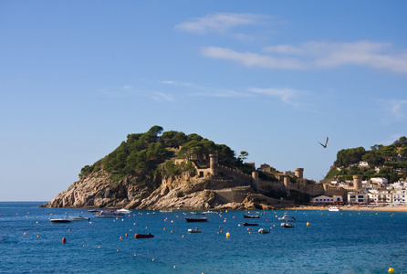 布拉瓦海岸 海滩和中世纪城堡在海岸 de mar，卡塔洛尼