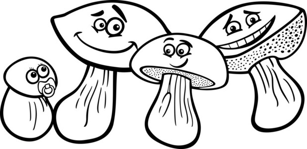 蘑菇卡通着色书
