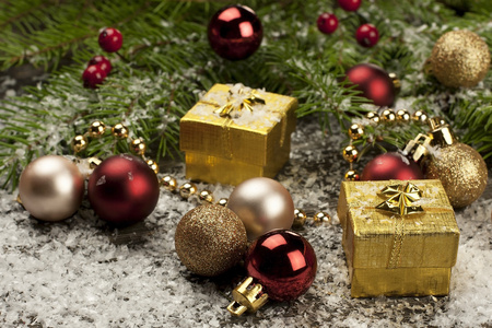 圣诞静物，礼品盒，装饰