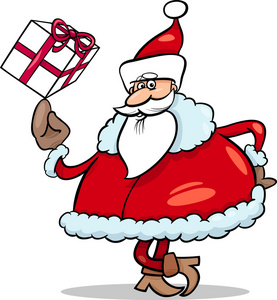 圣诞老人与礼物卡通插图