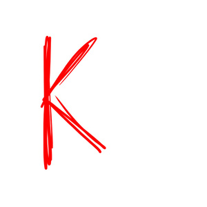 孤立的白色衬底上的红色字母 k