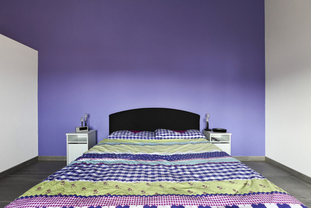 卧室与紫色墙壁