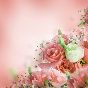 束粉色的玫瑰，花背景